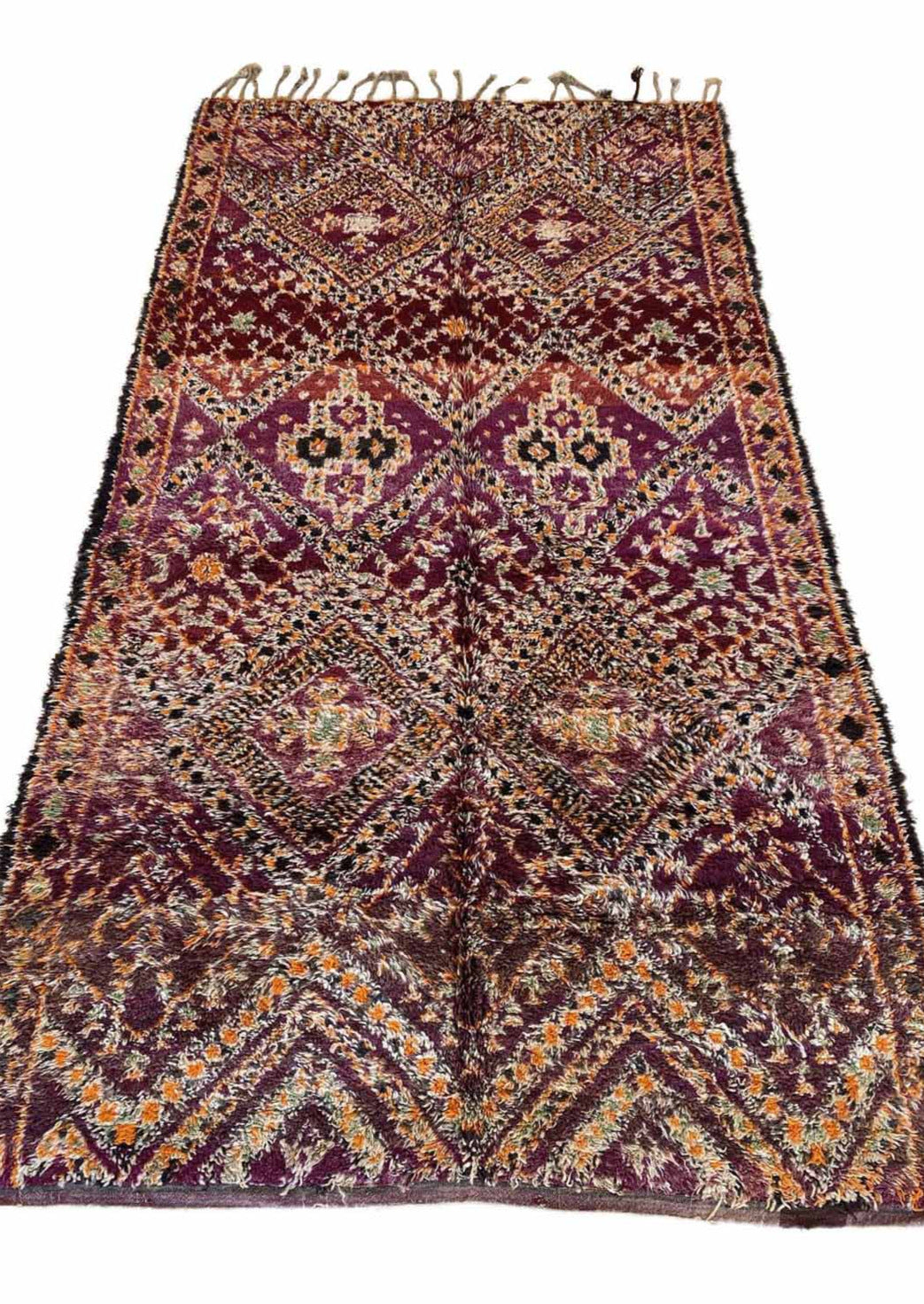 Vintage area moroccan rug - purple - Beni Mguild - 6.9x13feet / 210x398cm