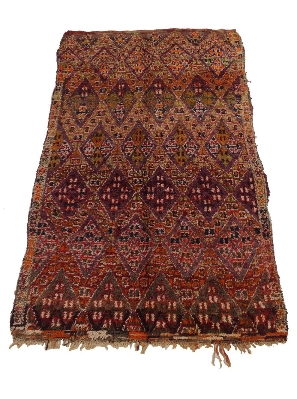 Vintage area moroccan rug - purple, orange - Beni Mguild - 6x10.5feet / 185x320cm