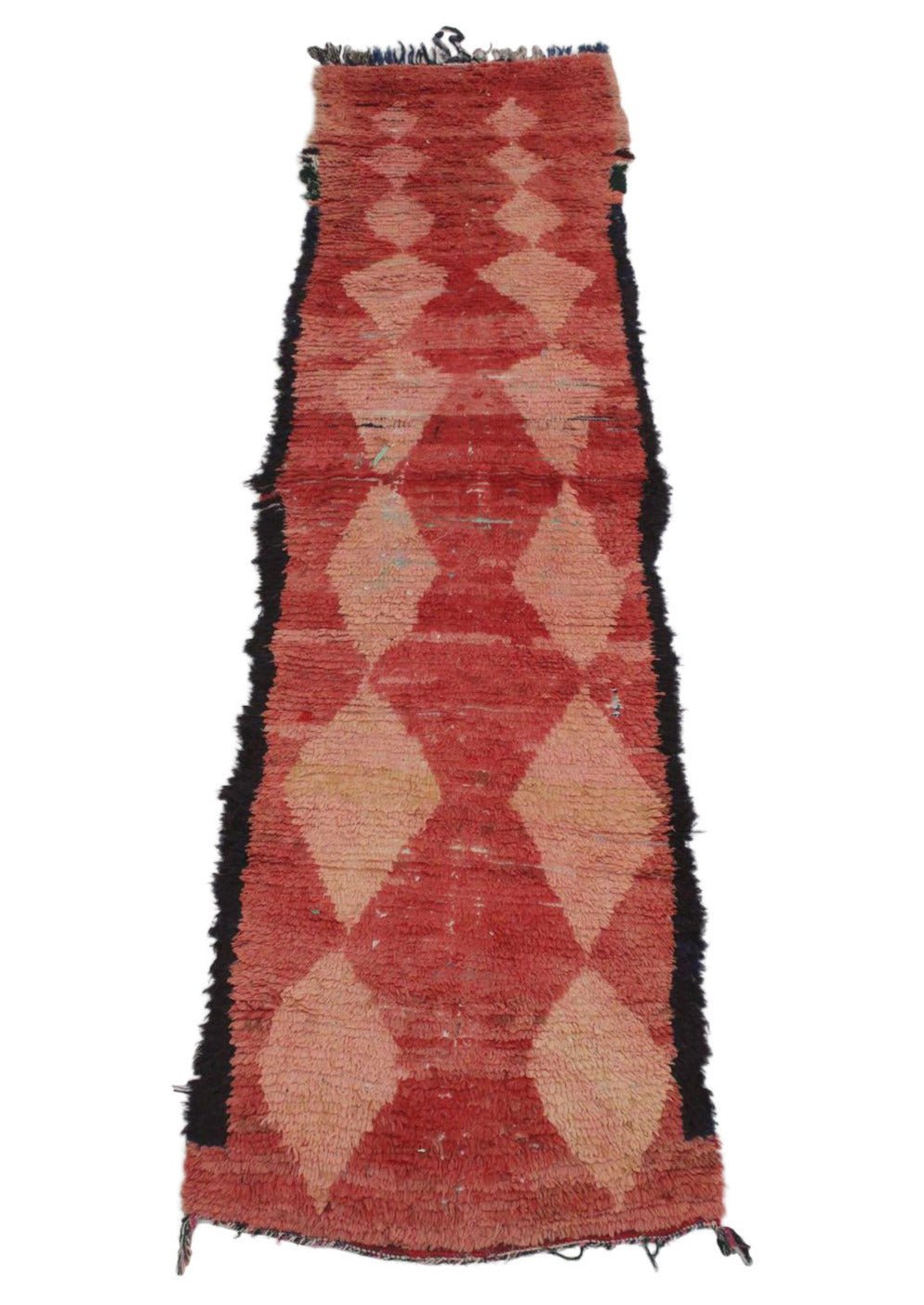 Vintage moroccan runner rug - red, pink - Boujad - 3.2x11.3feet / 98x345cm