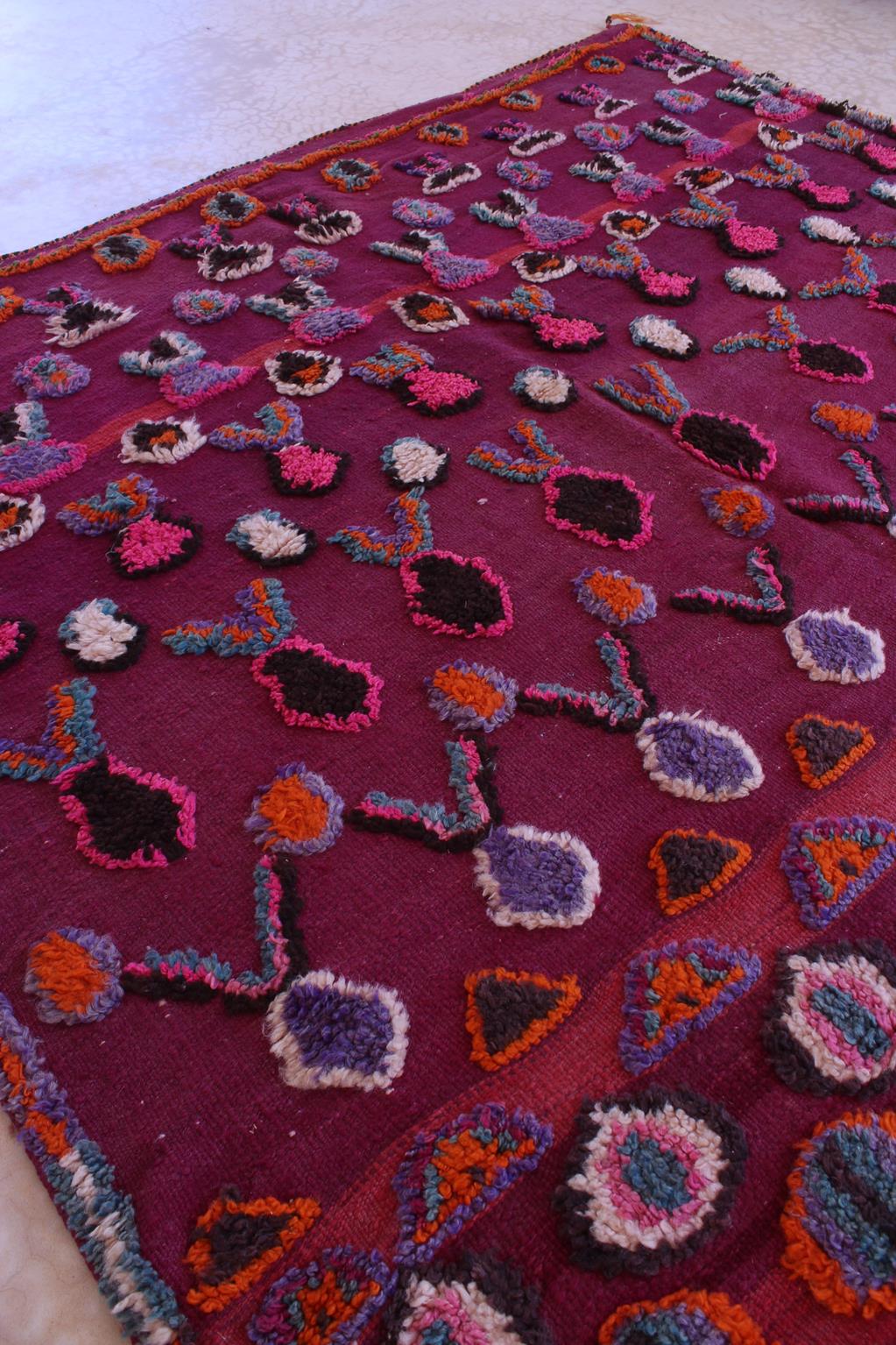Vintage area moroccan rug - purple - Talsint - 6.2x15feet / 189x457cm