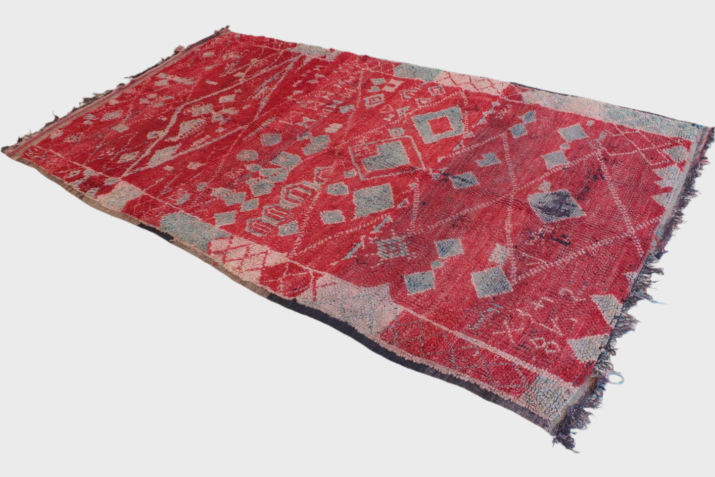 Vintage area moroccan rug - red - Zayane - 7x12feet / 213x365cm