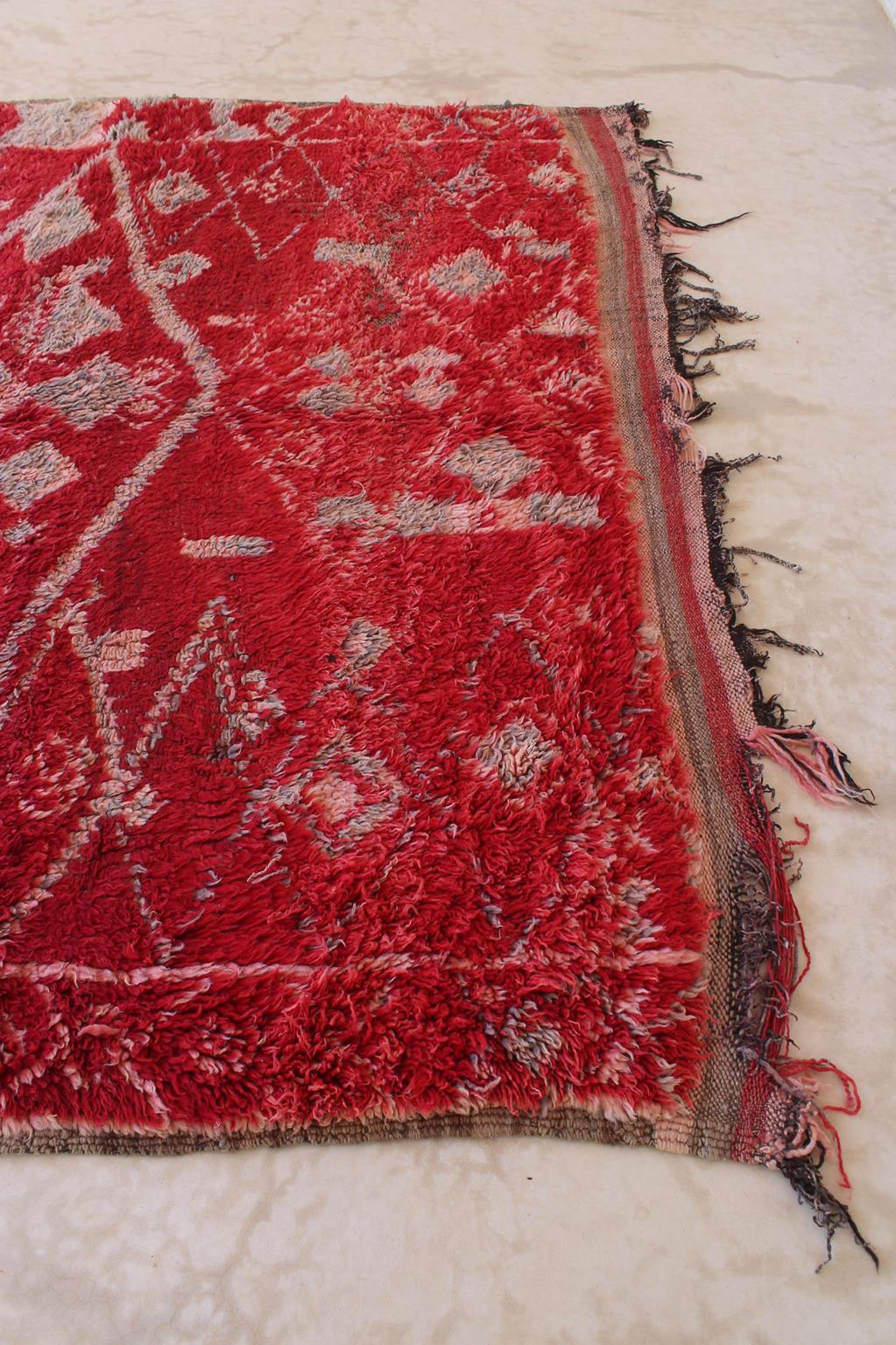 Vintage area moroccan rug - red - Zayane - 7x12feet / 213x365cm