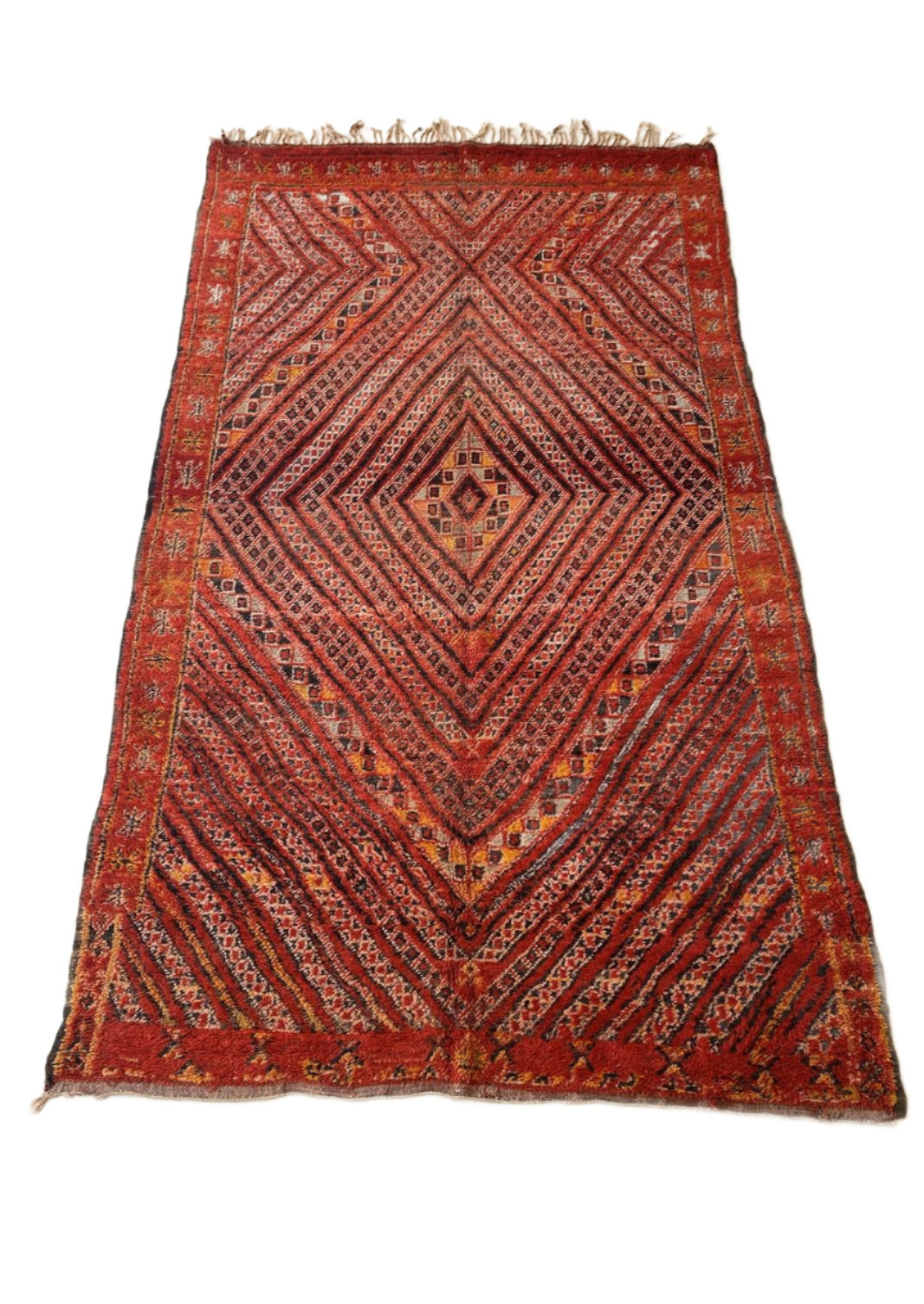 Vintage area moroccan rug - red - Zayane - 6.7x11.3feet / 205x344cm
