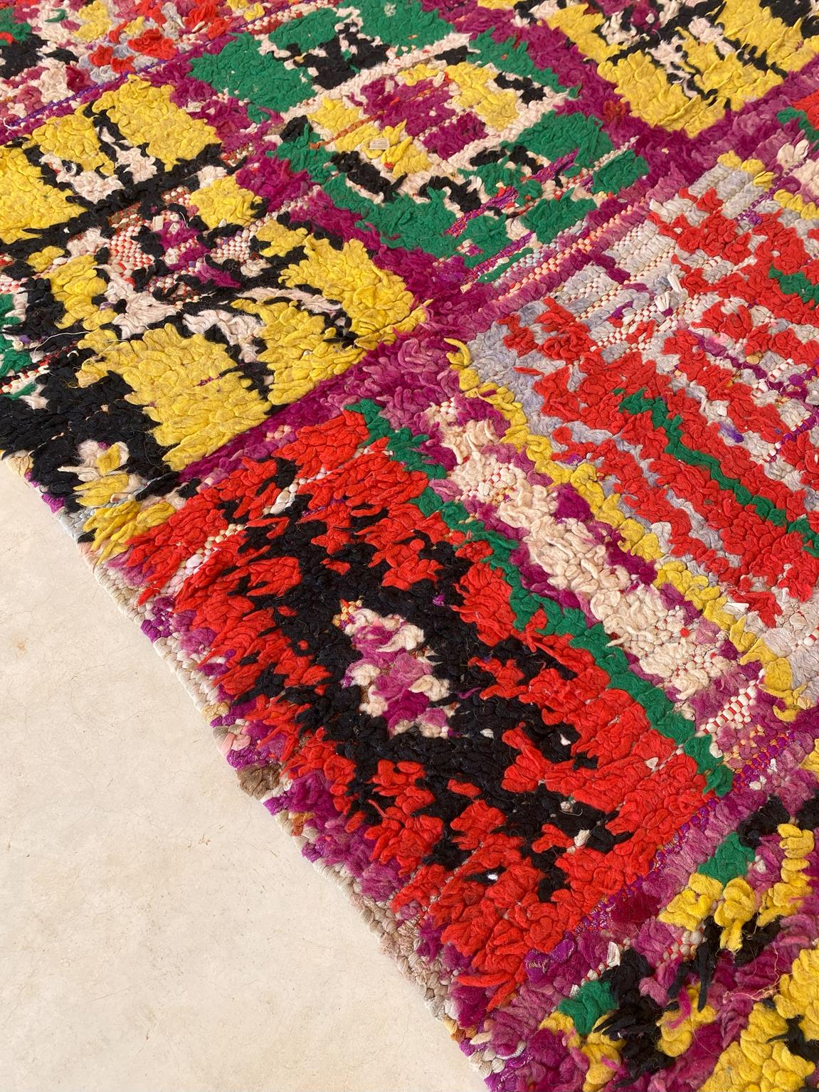 Vintage moroccan runner rug - purple, yellow, green, orange - Boujad - 2.8x11.5feet / 87x352cm