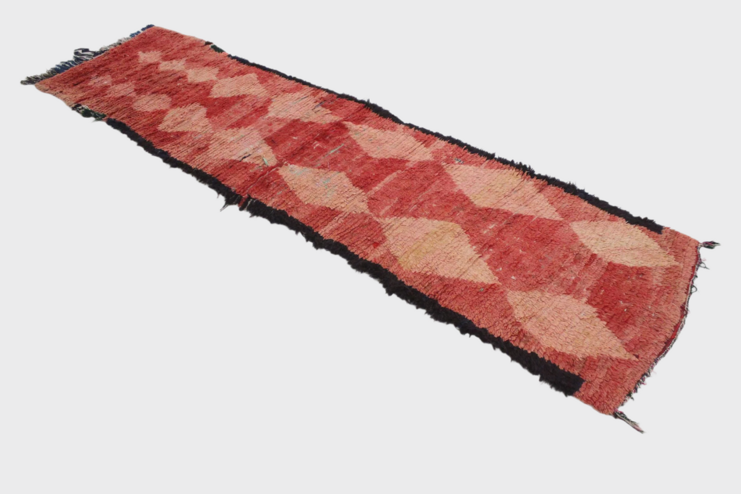 Vintage moroccan runner rug - red, pink - Boujad - 3.2x11.3feet / 98x345cm