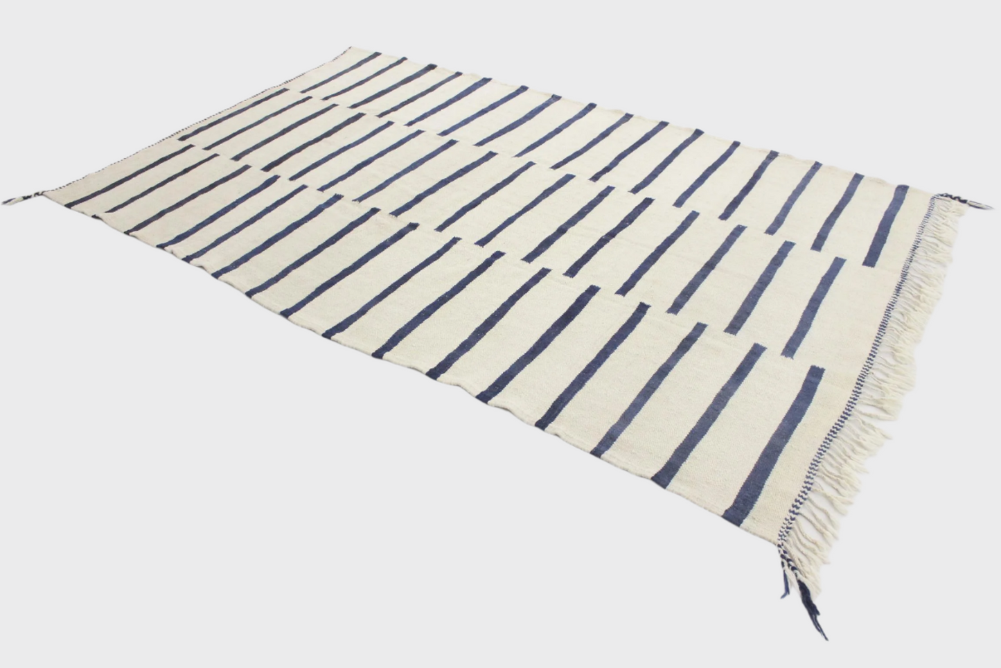 New area moroccan rug - cream, blue - Kilim Zanafi - 6.5x10.6feet / 200x323cm