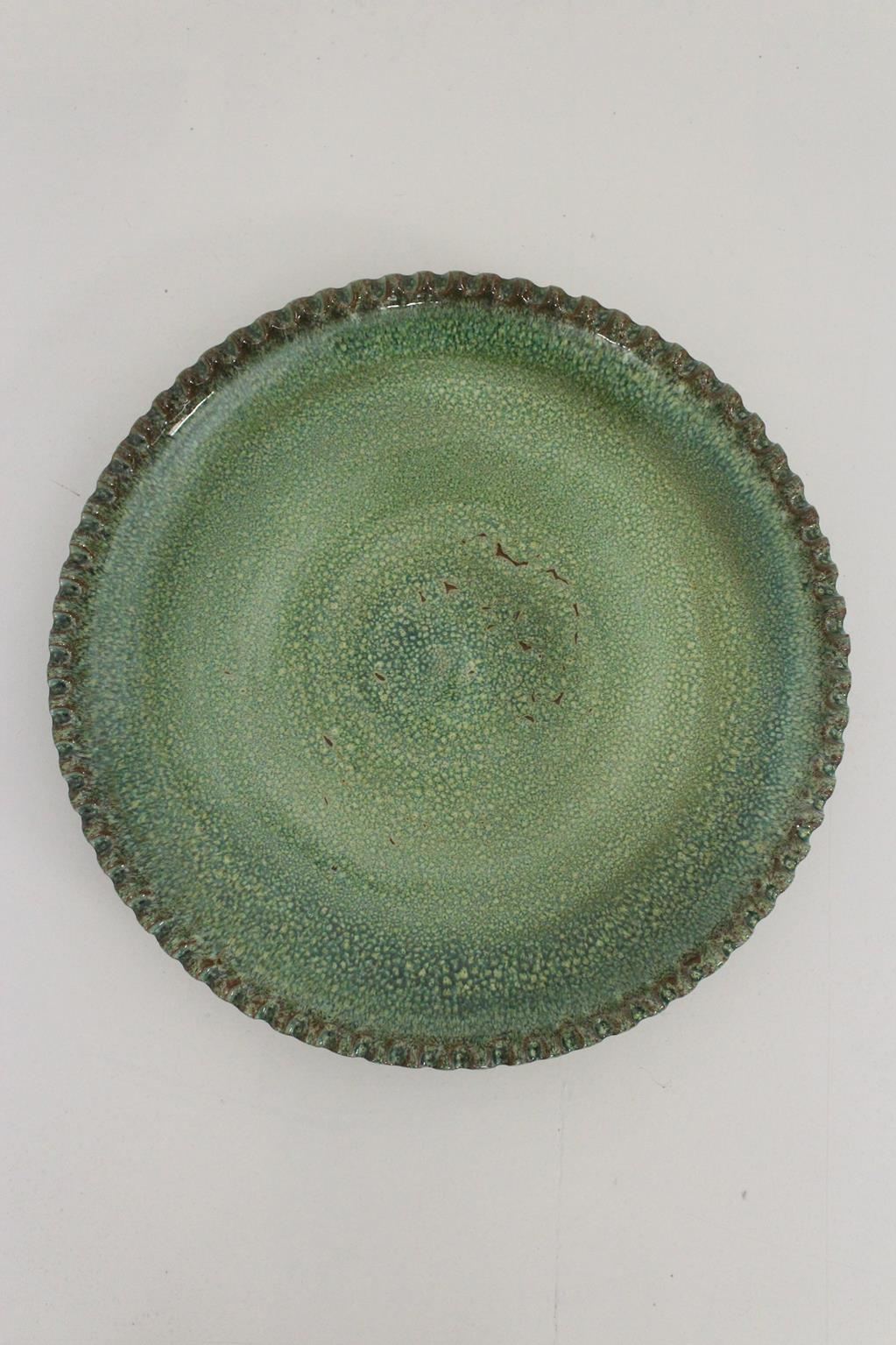 Handmade plate - green - 16.5inches / 42cm