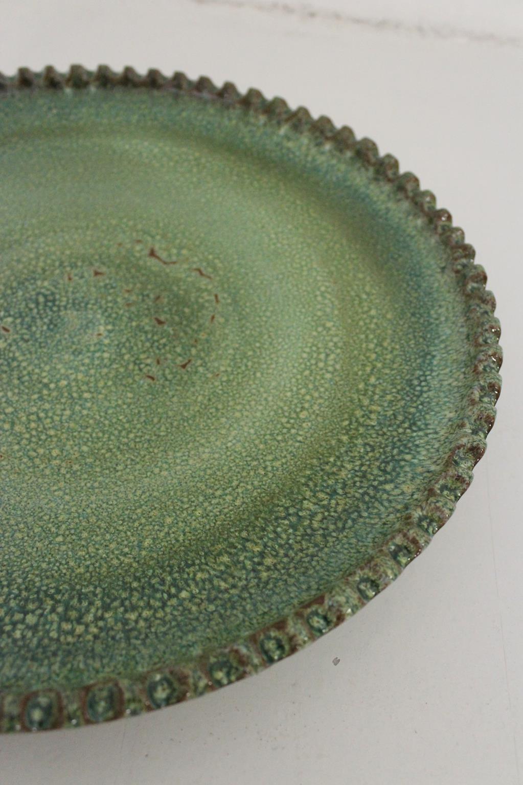 Handmade plate - green - 16.5inches / 42cm