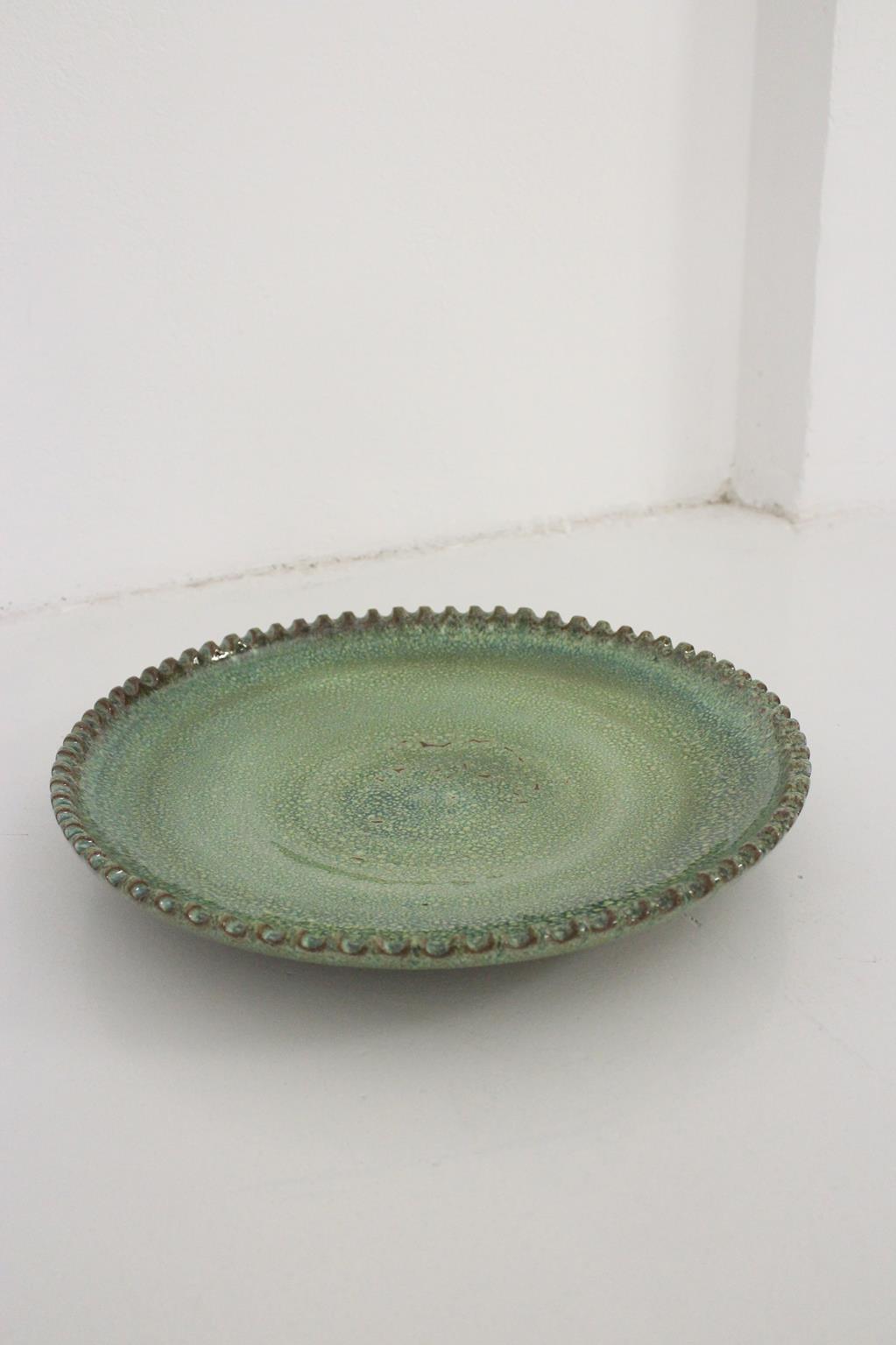 Handmade plate - green - 16.5inches / 42cm