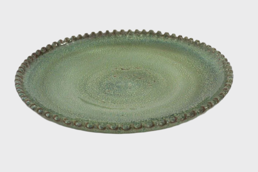 Handmade plate - green - 16.5inches / 42cm