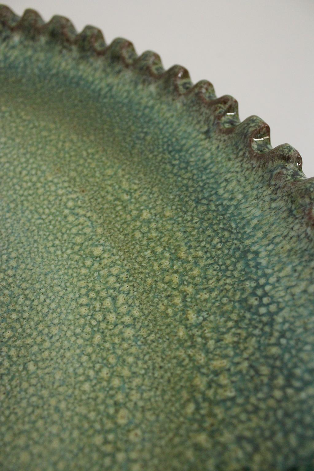 Handmade plate - green - 16.5inches / 42cm