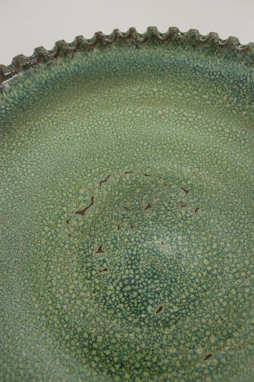 Handmade plate - green - 16.5inches / 42cm