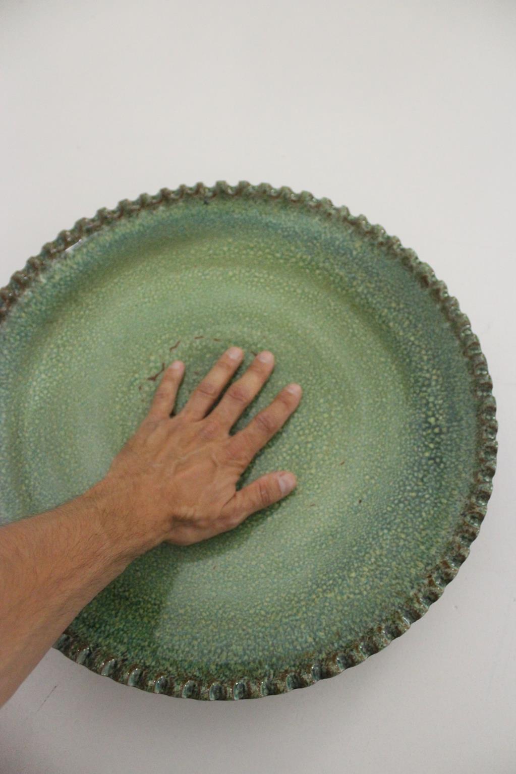 Handmade plate - green - 16.5inches / 42cm