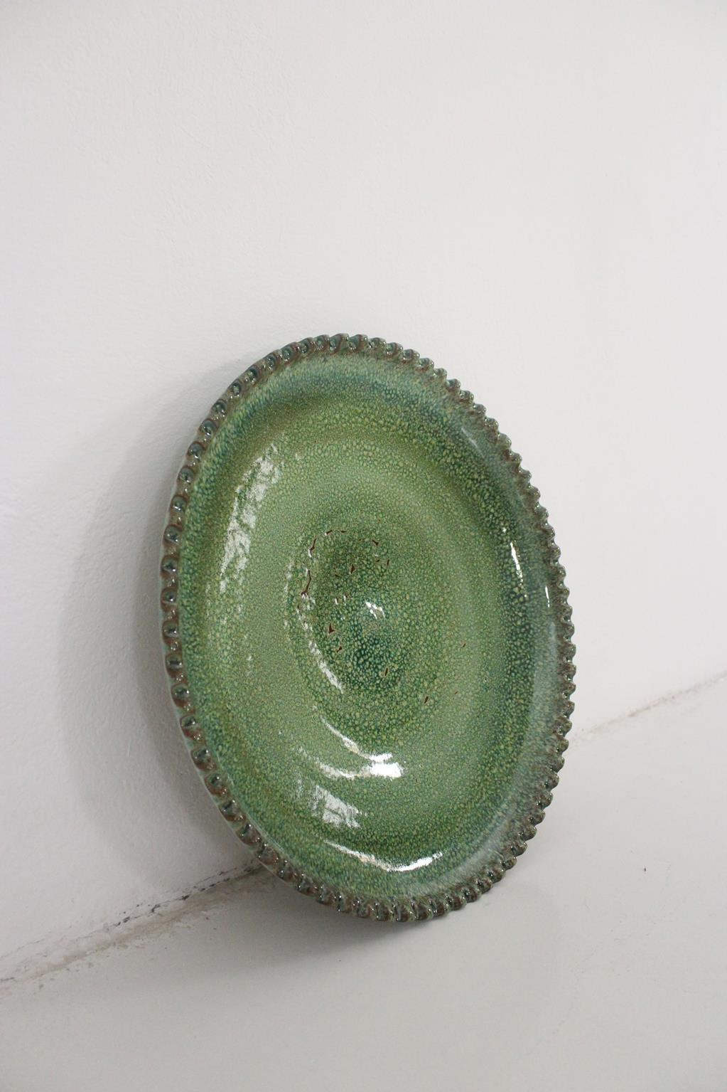 Handmade plate - green - 16.5inches / 42cm