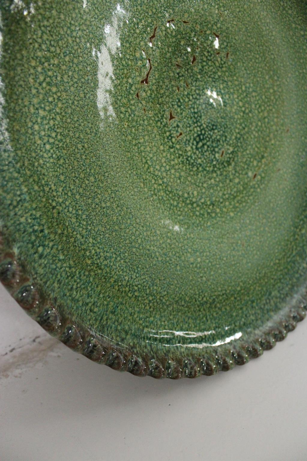 Handmade plate - green - 16.5inches / 42cm