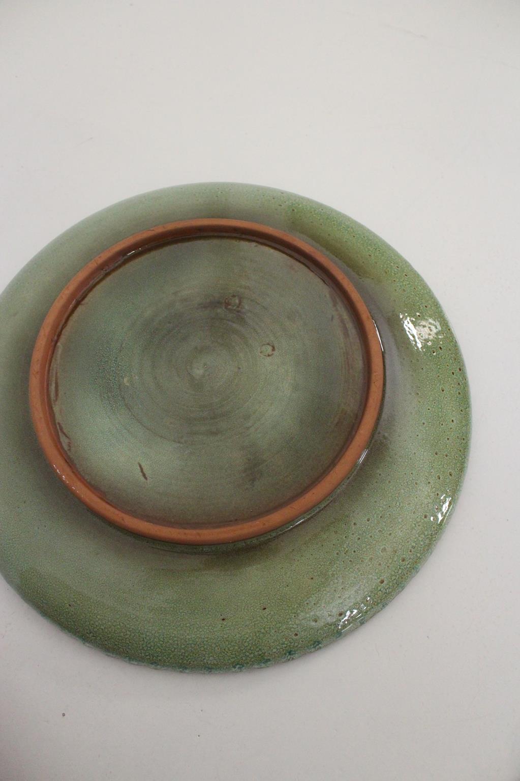Handmade plate - green - 16.5inches / 42cm