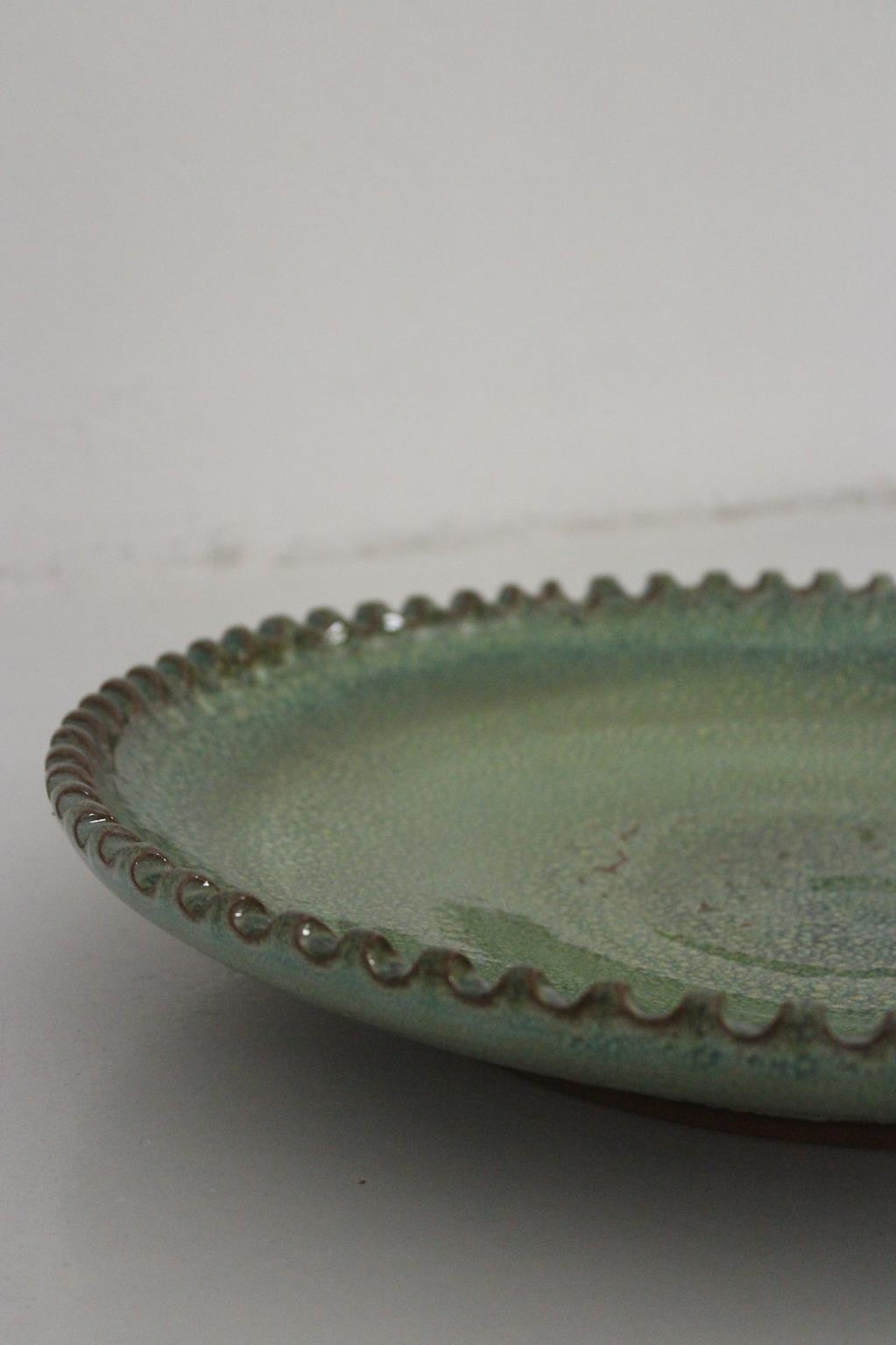 Handmade plate - green - 16.5inches / 42cm