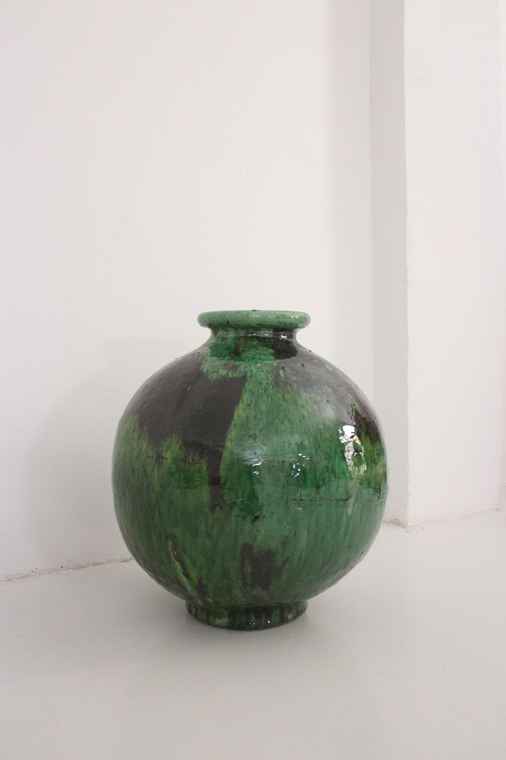Large Tamegroute green ball vase