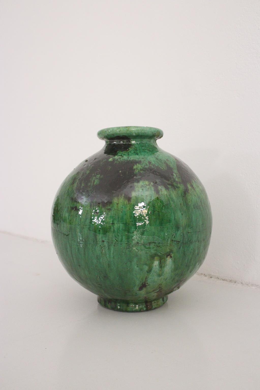 Large Tamegroute green ball vase