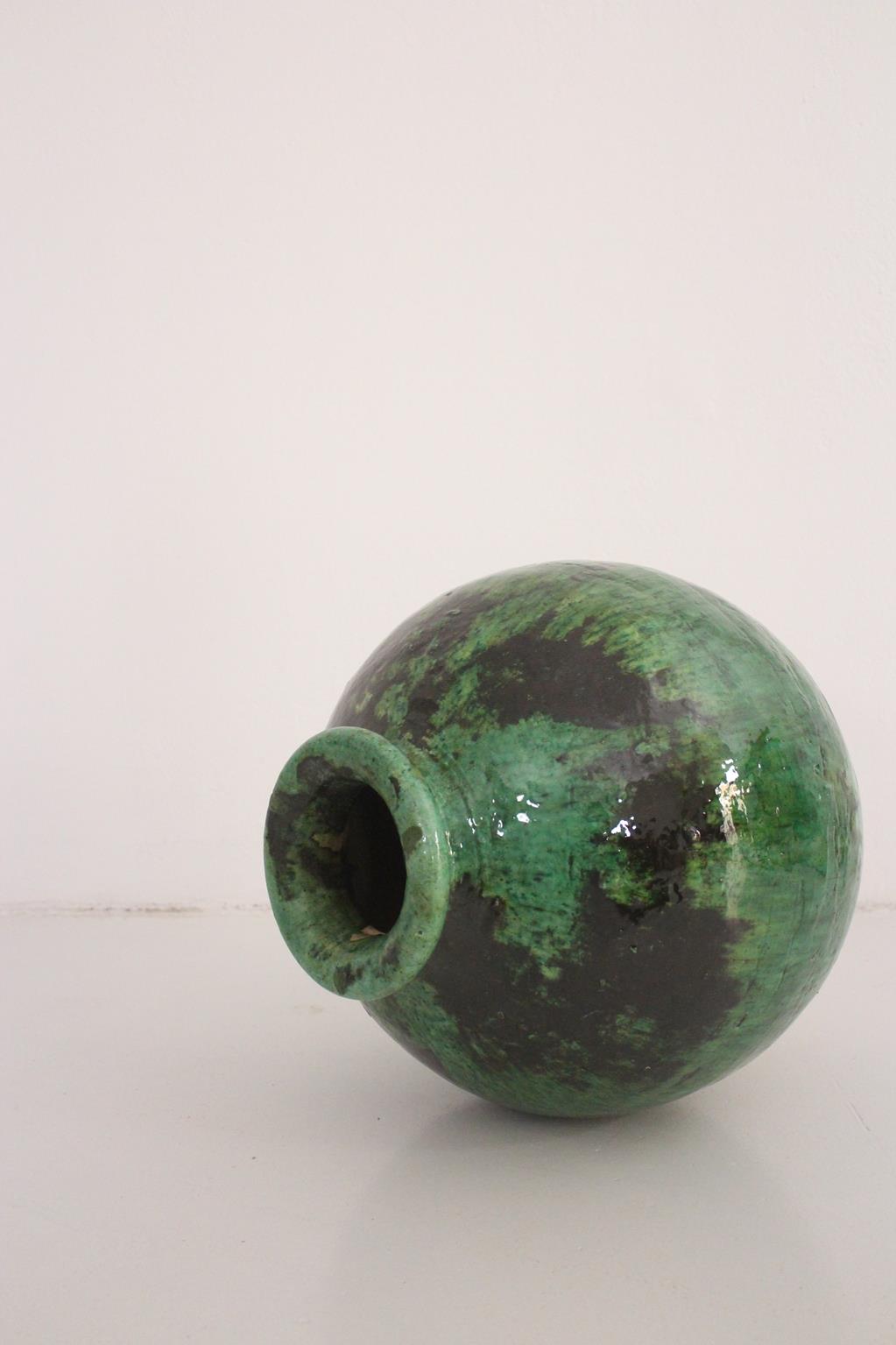 Large Tamegroute green ball vase