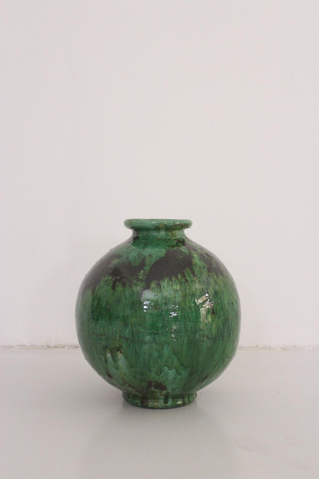 Large Tamegroute green ball vase