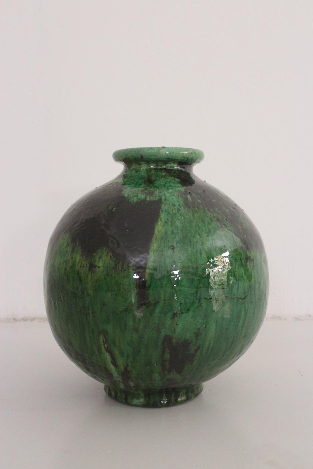 Large Tamegroute green ball vase