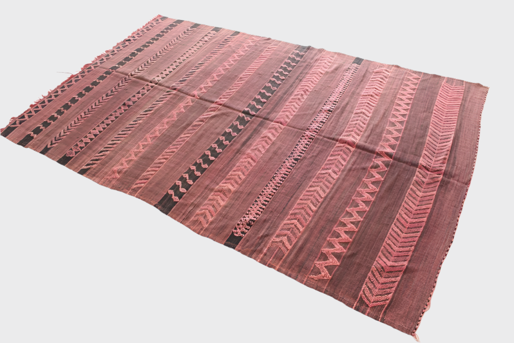 Vintage area moroccan rug - brown, pink - Kilim - 5.4x8.5feet / 165x260cm