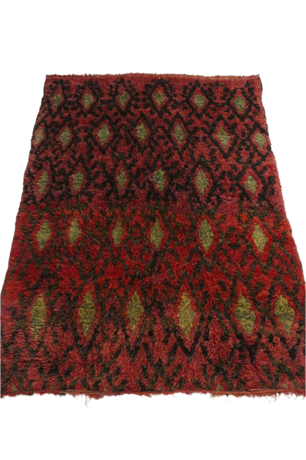 Vintage area moroccan rug - red, pistachio green - Talsint - 7.4x10.2feet / 225x310cm