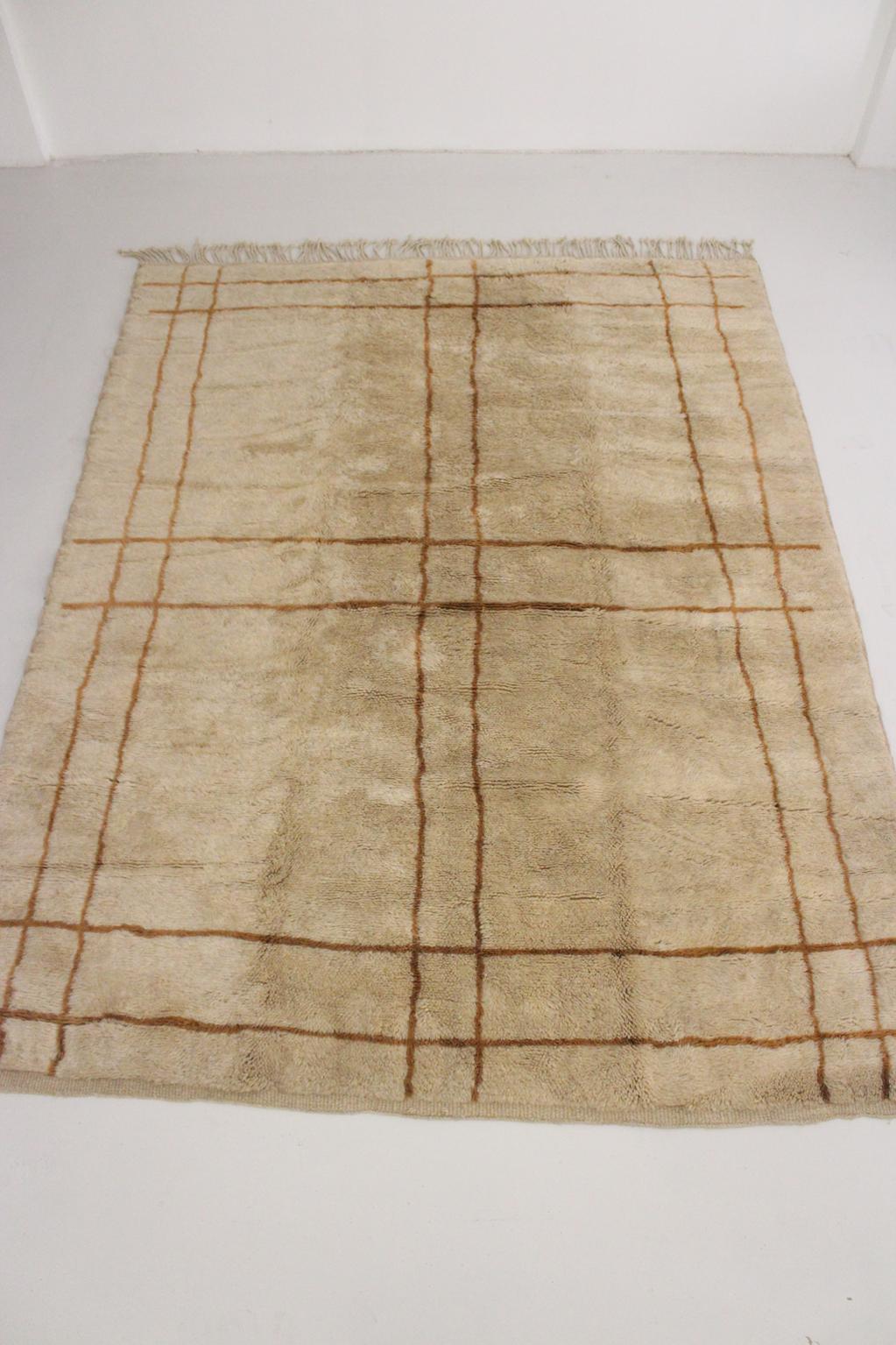 RESERVED Contemporary area moroccan rug - beige & brown - Mrirt - 8.4x11.2feet / 252x342cm