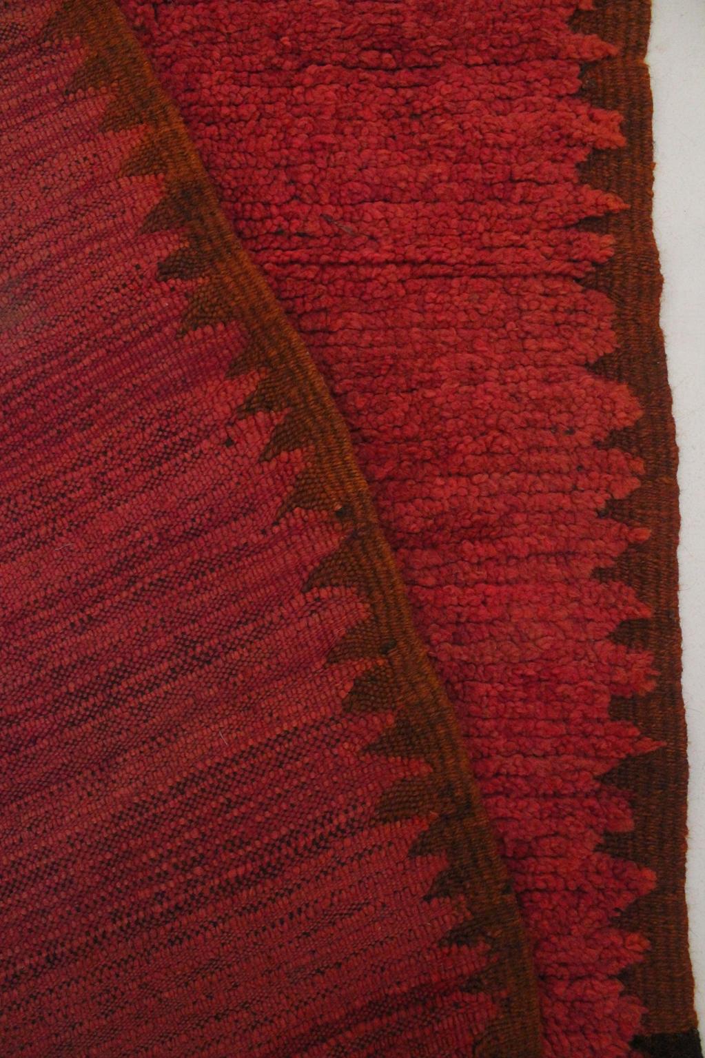 Vintage area moroccan rug - raspberry red - Rehamna - 5.2x12feet / 160x365cm