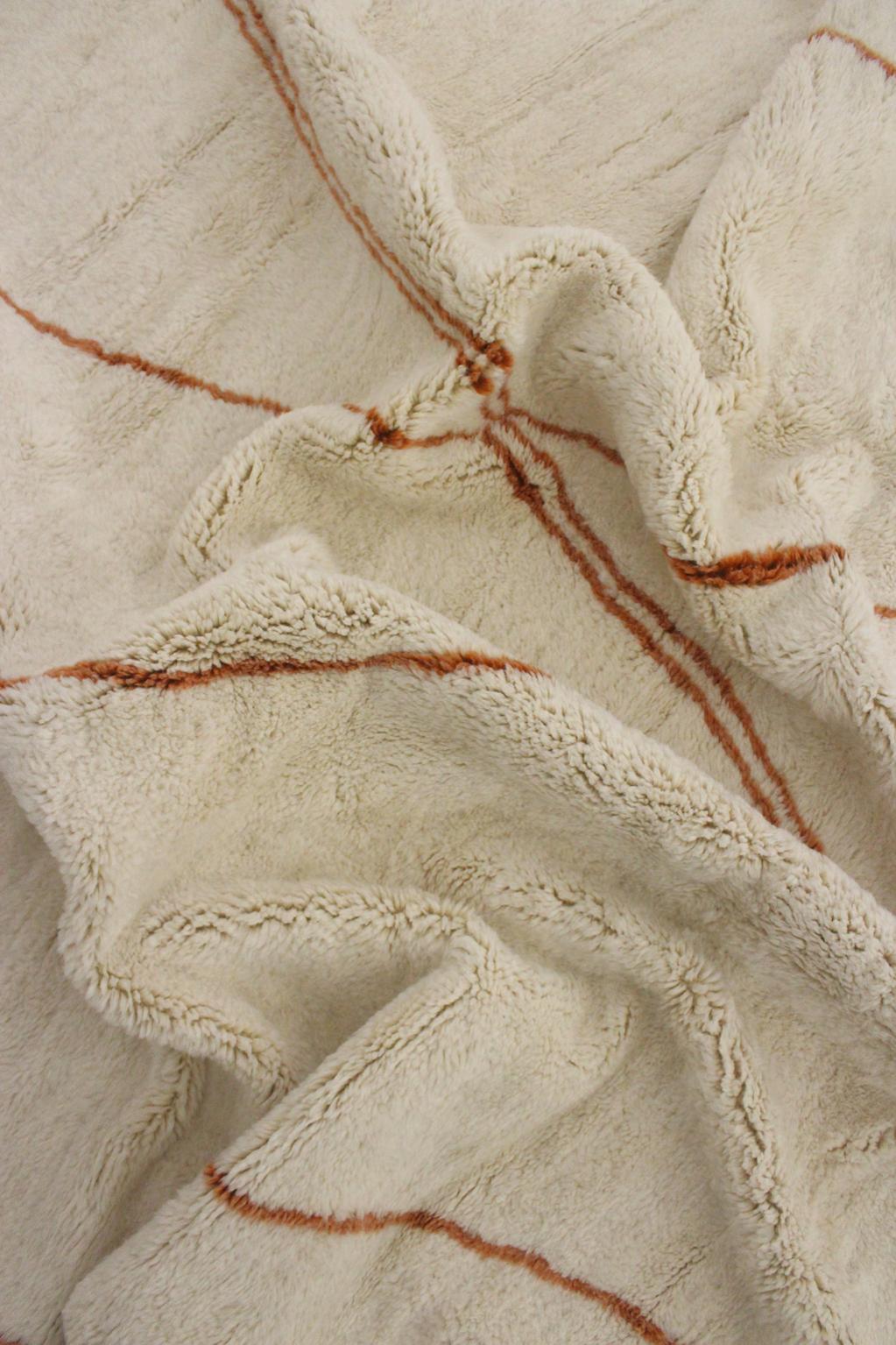 Contemporary area moroccan rug - cream, terracotta - Mrirt - 9.4x12.8feet / 287x390cm