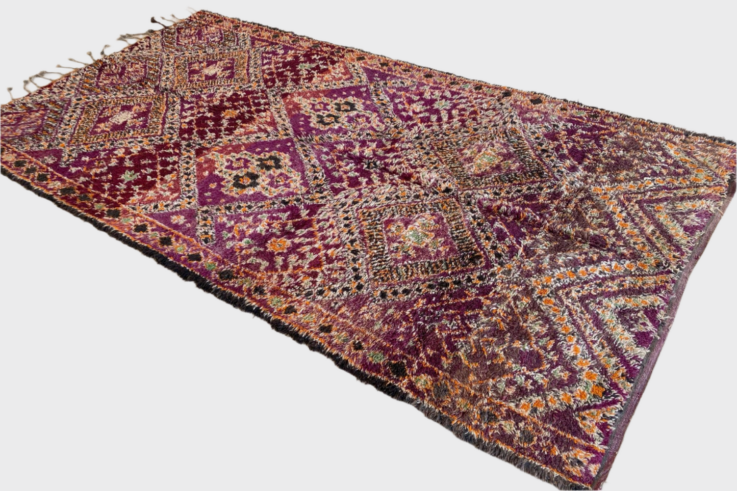 Vintage area moroccan rug - purple - Beni Mguild - 6.9x13feet / 210x398cm