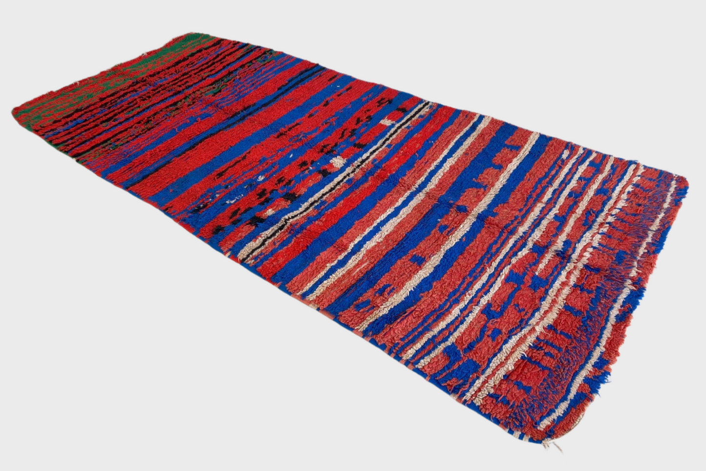 Vintage moroccan rug - red, blue, green - Boujad - 5.5x12feet / 170x365cm
