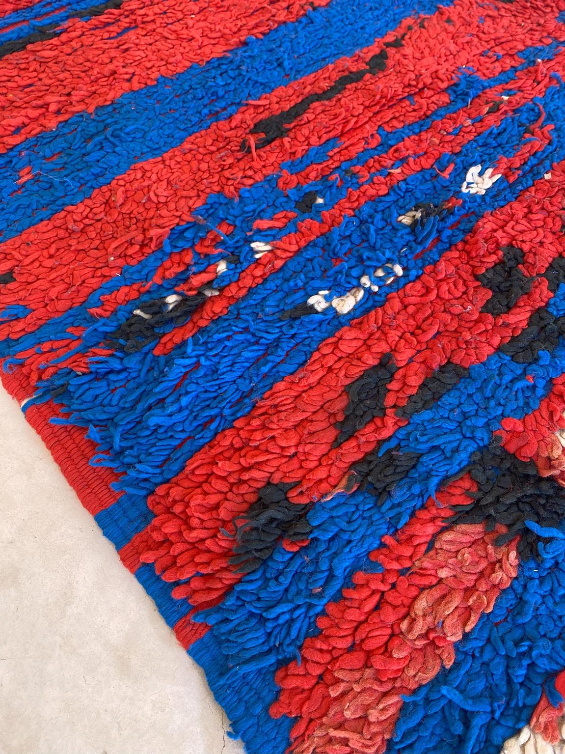 Vintage moroccan rug - red, blue, green - Boujad - 5.5x12feet / 170x365cm