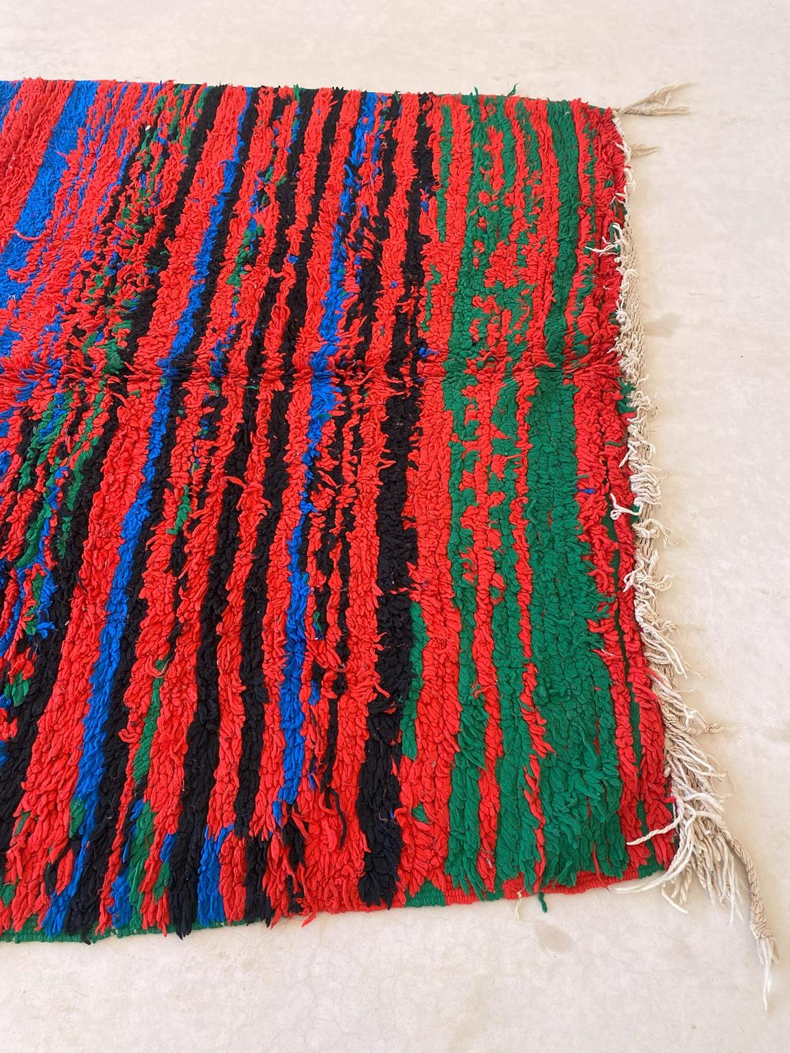 Vintage moroccan rug - red, blue, green - Boujad - 5.5x12feet / 170x365cm