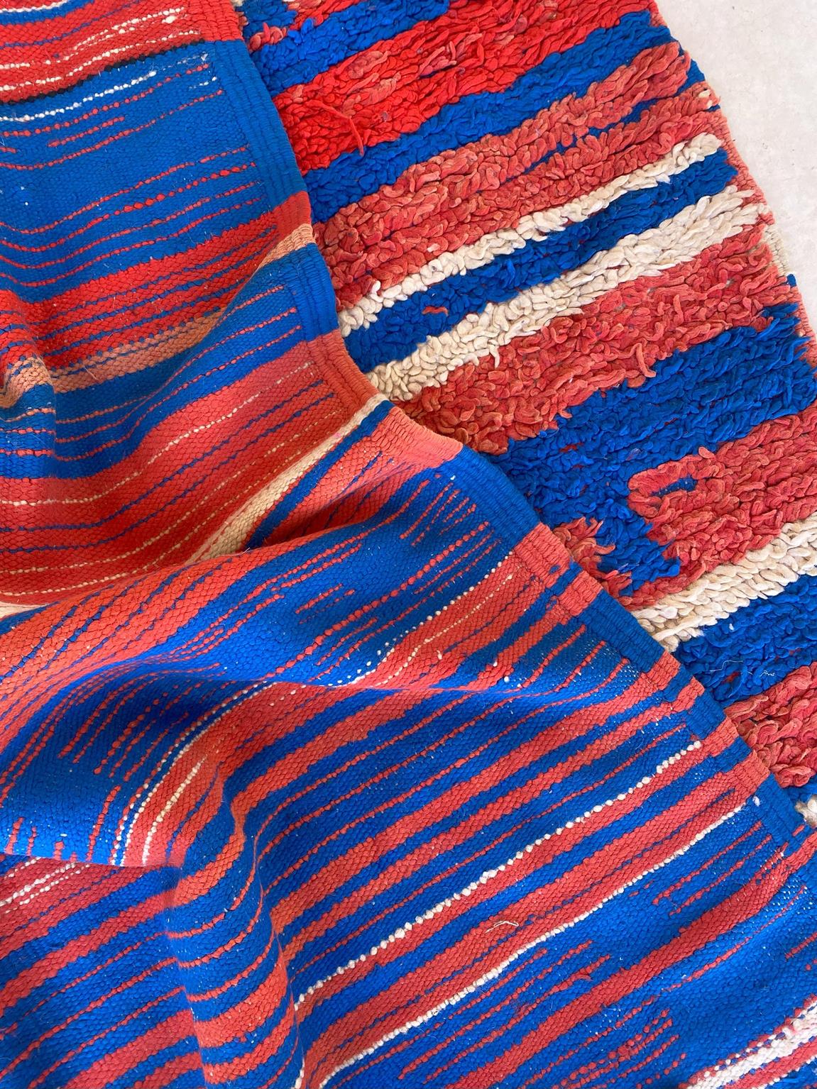 Vintage moroccan rug - red, blue, green - Boujad - 5.5x12feet / 170x365cm