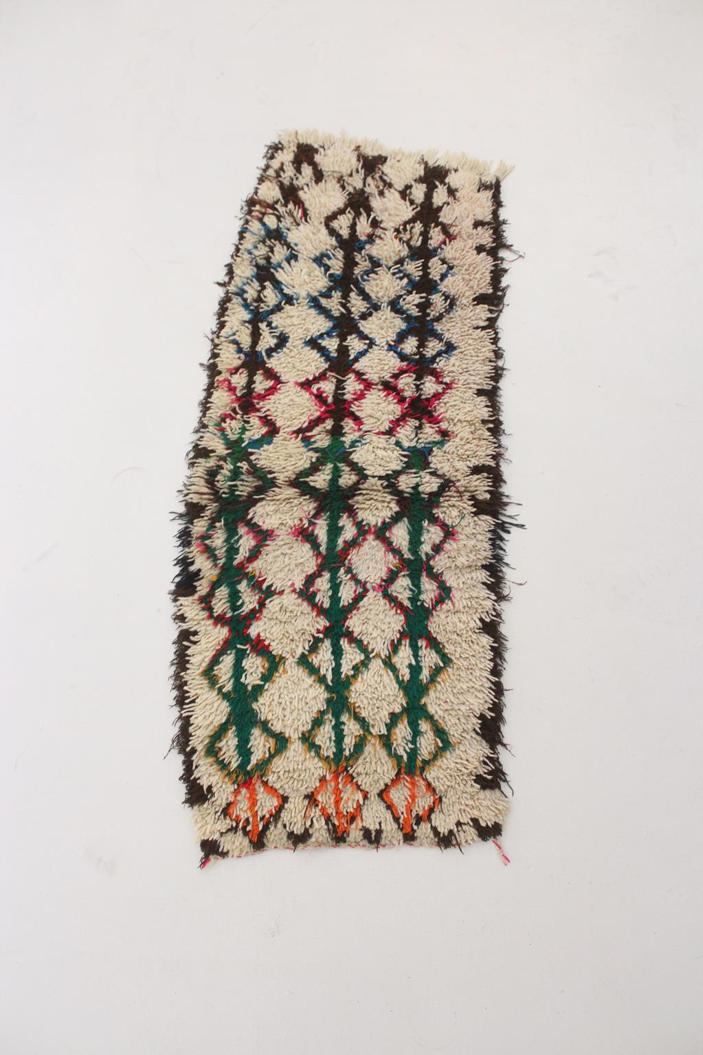 Vintage small moroccan runner rug - Talsint - 2.2x5.6feet / 67x173cm