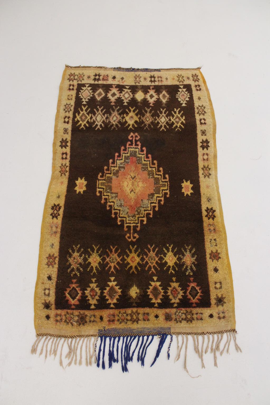 Vintage traditional rug - brown, orange - Taznakht - 3.2x5.5feet / 98x168cm