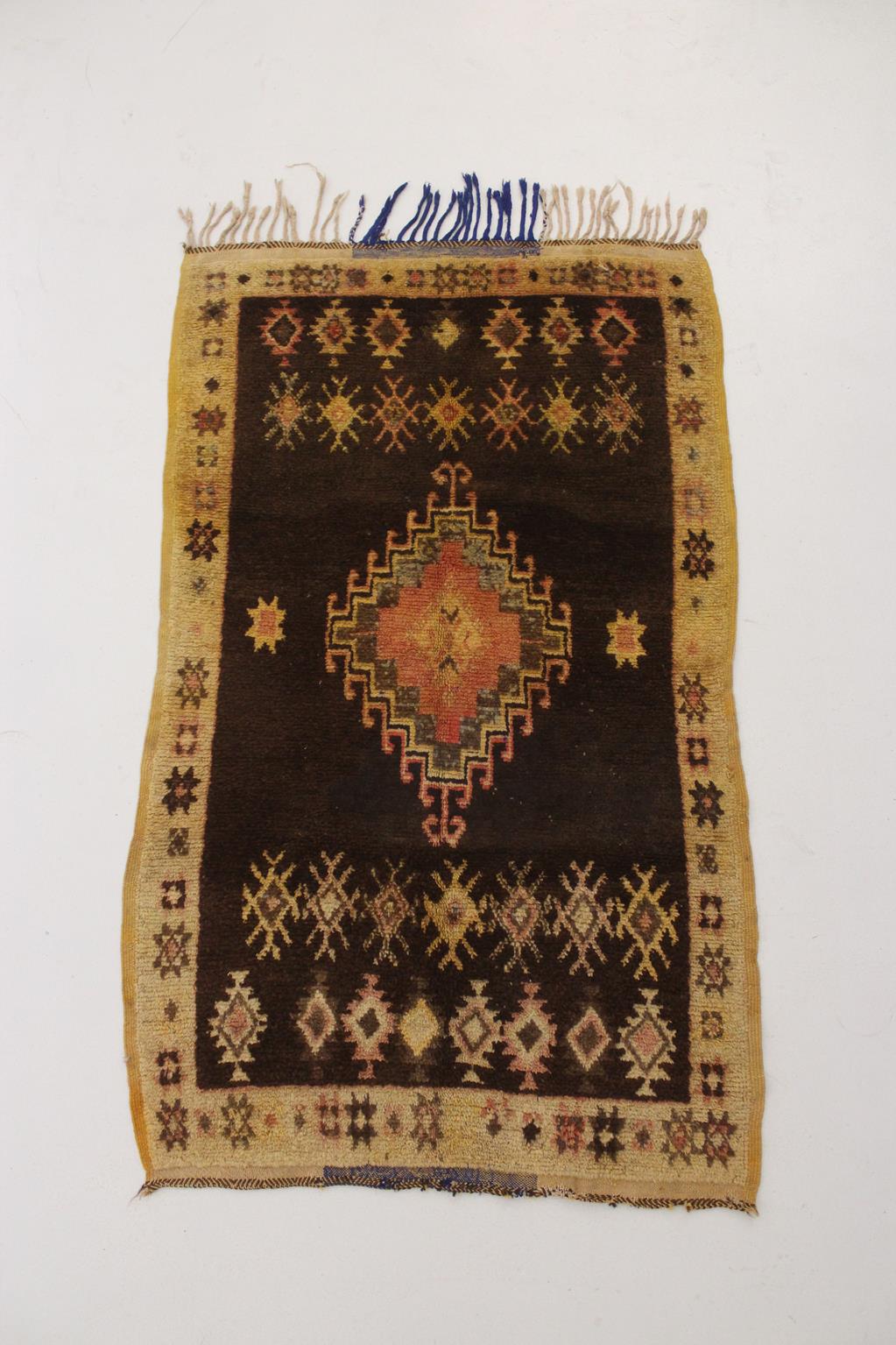 Vintage traditional rug - brown, orange - Taznakht - 3.2x5.5feet / 98x168cm