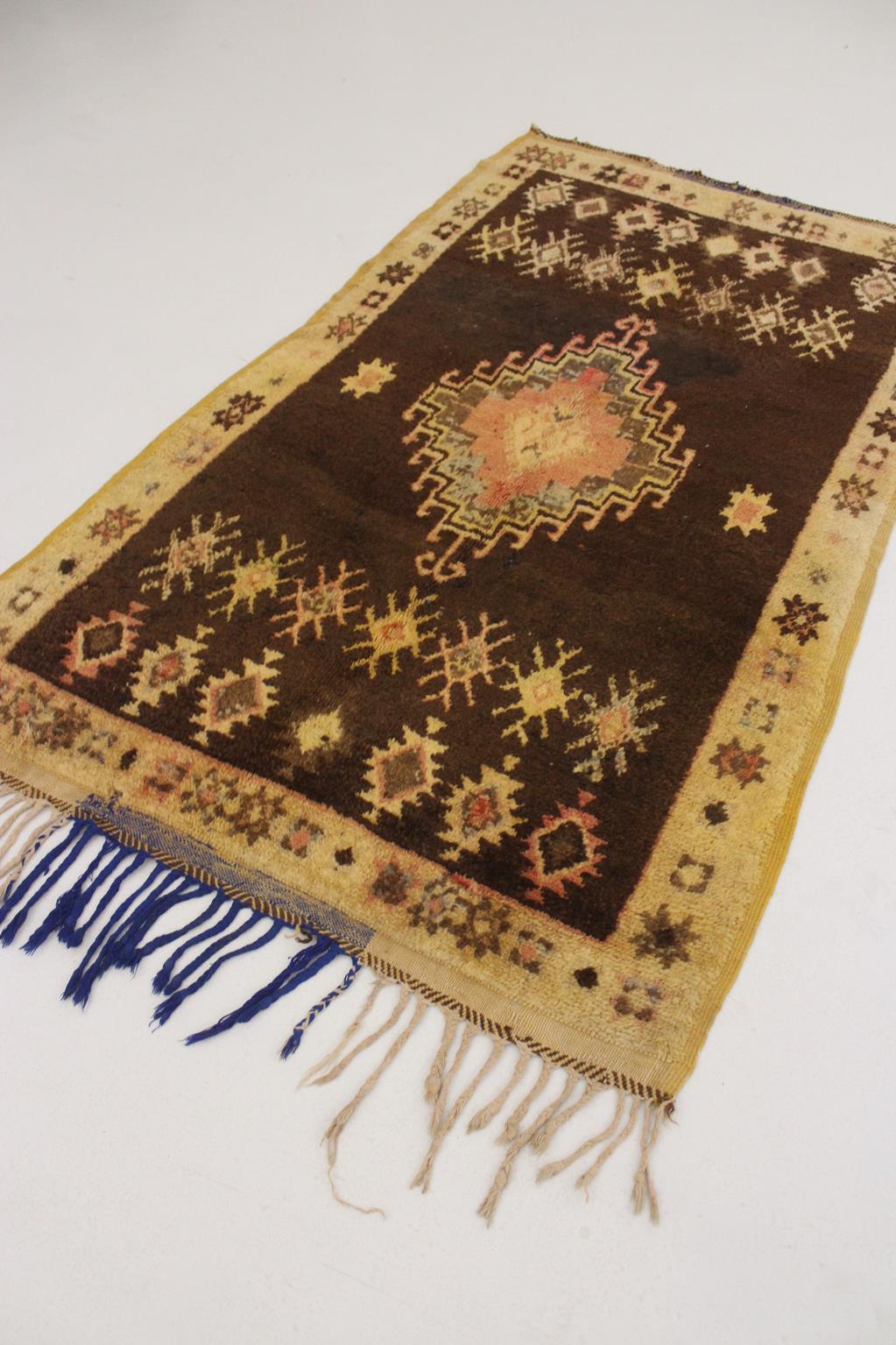 Vintage traditional rug - brown, orange - Taznakht - 3.2x5.5feet / 98x168cm