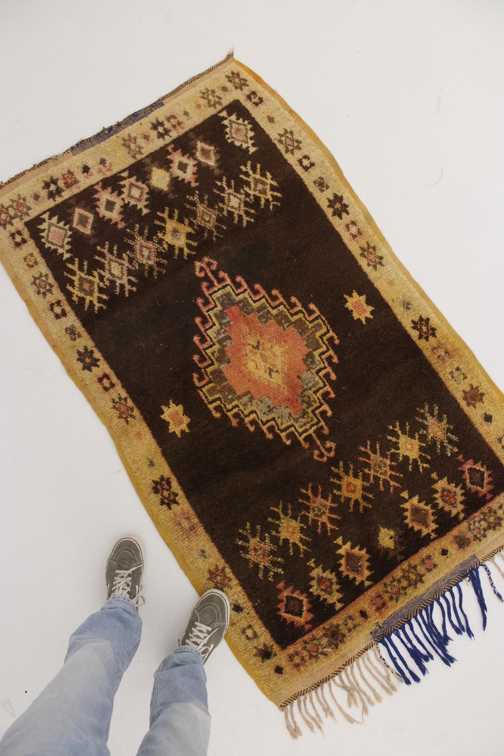 Vintage traditional rug - brown, orange - Taznakht - 3.2x5.5feet / 98x168cm