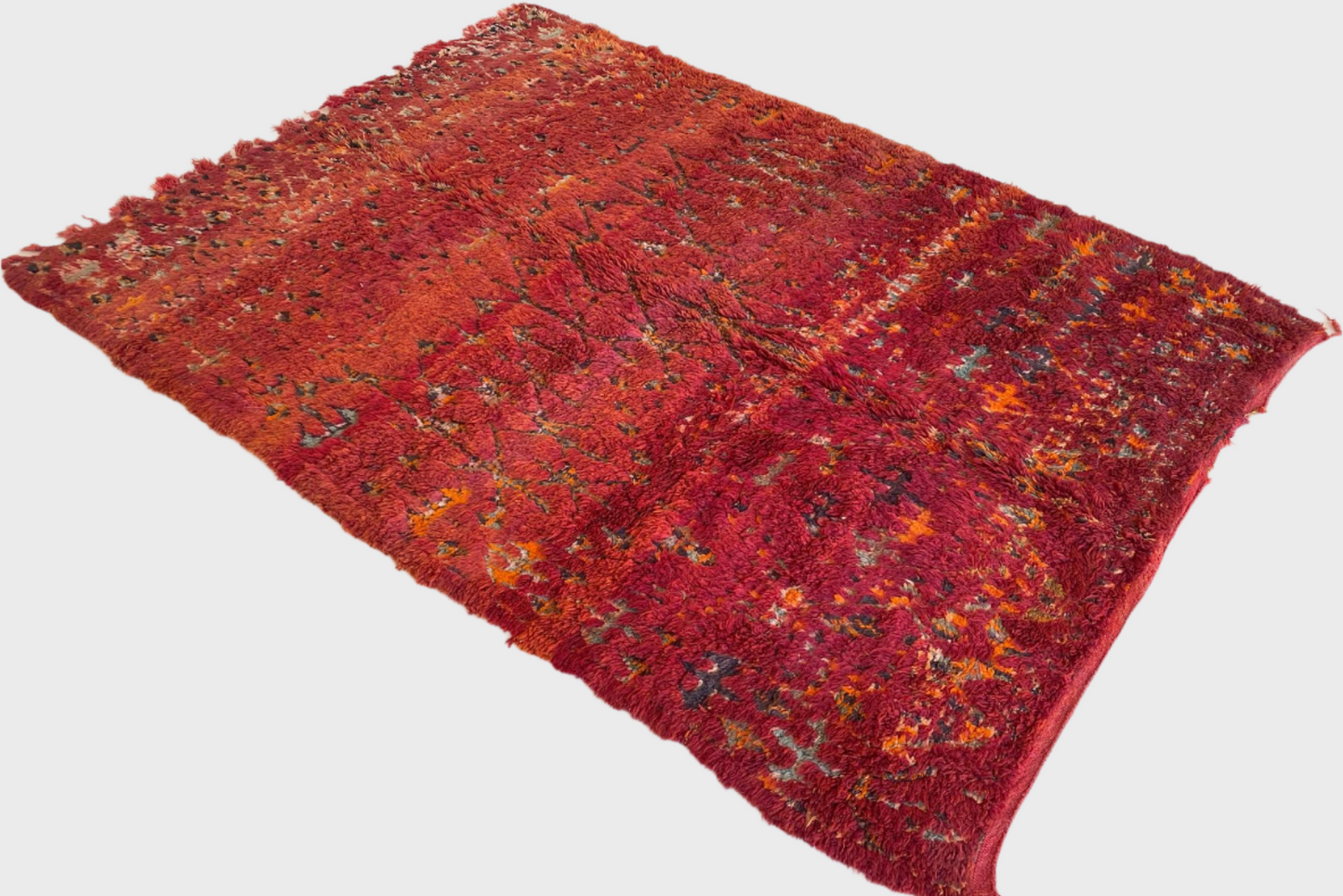 Vintage area moroccan rug - red - Zayane - 7x9.9feet / 216x302cm