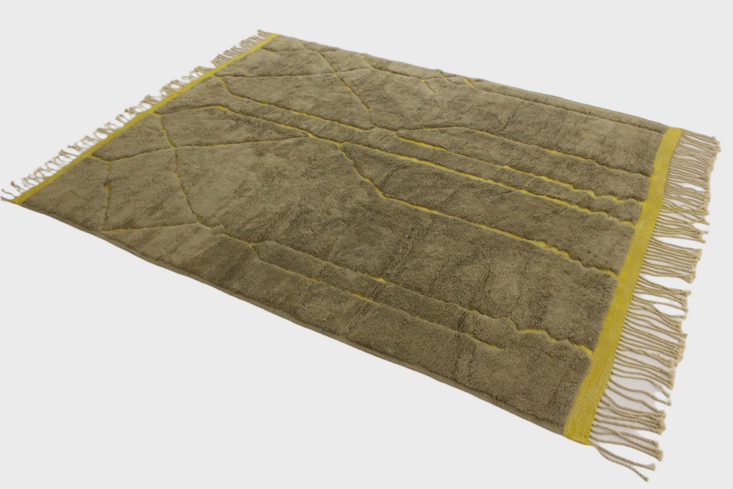 Contemporary area moroccan rug - khaki, yellow - Mrirt - 7.9x10feet / 240x306cm