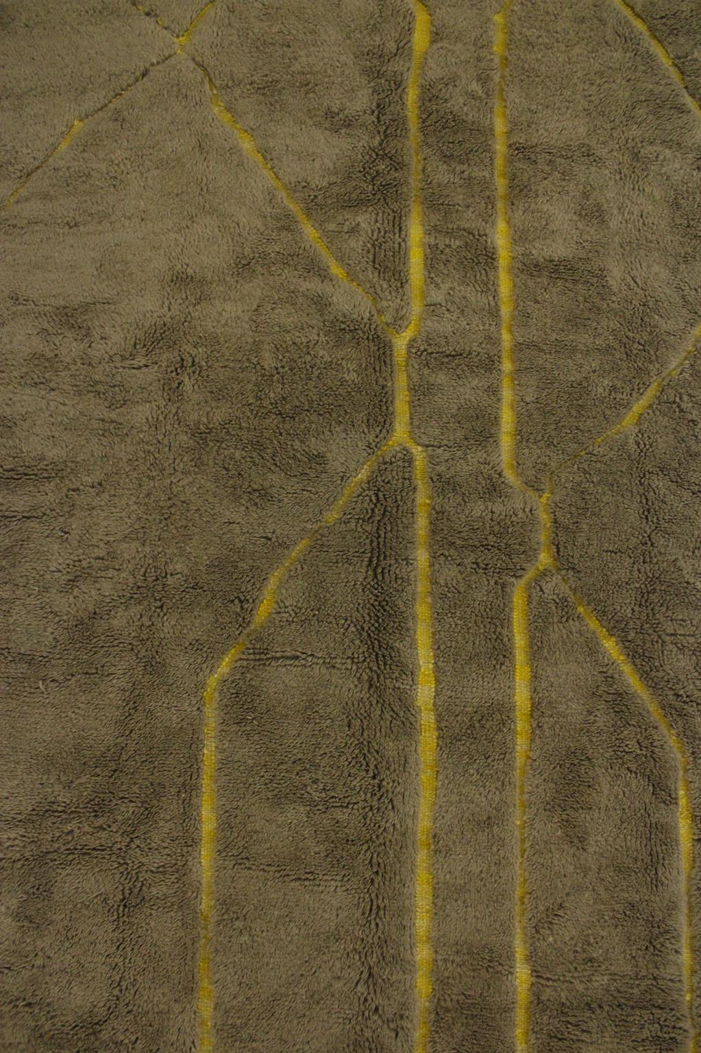 Contemporary area moroccan rug - khaki, yellow - Mrirt - 7.9x10feet / 240x306cm