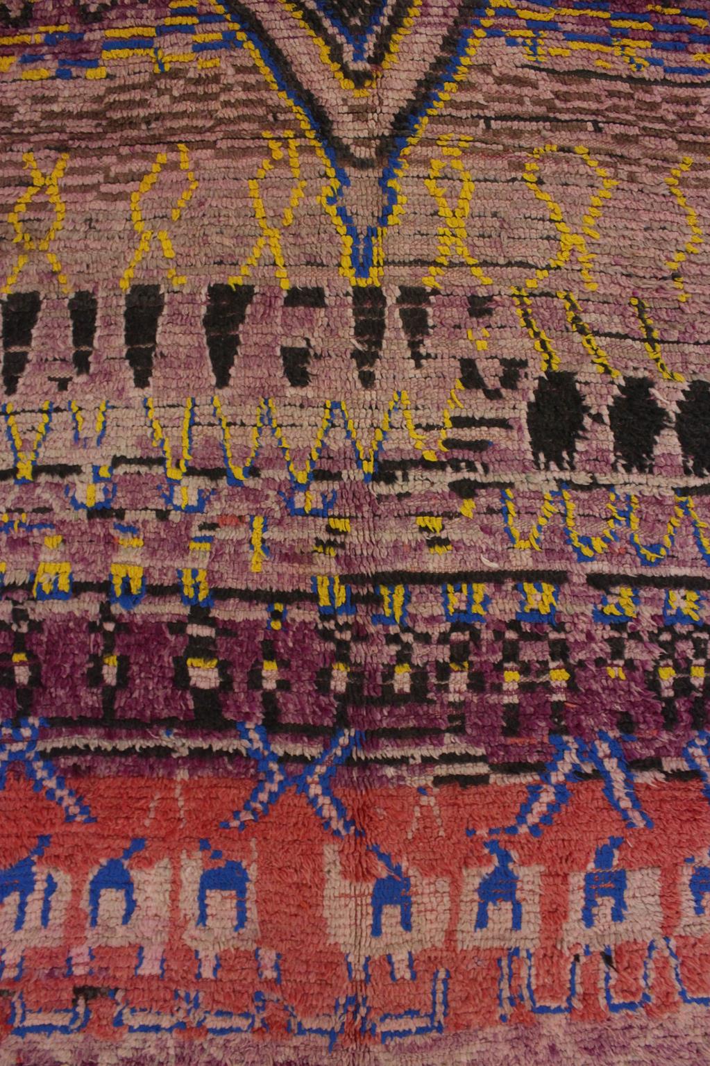 Vintage area moroccan rug - purple, red - Boujad - 5.9x11feet / 180x338cm