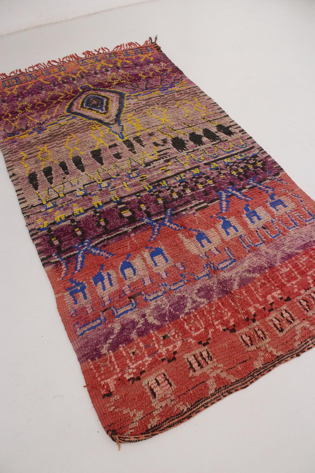 Vintage area moroccan rug - purple, red - Boujad - 5.9x11feet / 180x338cm