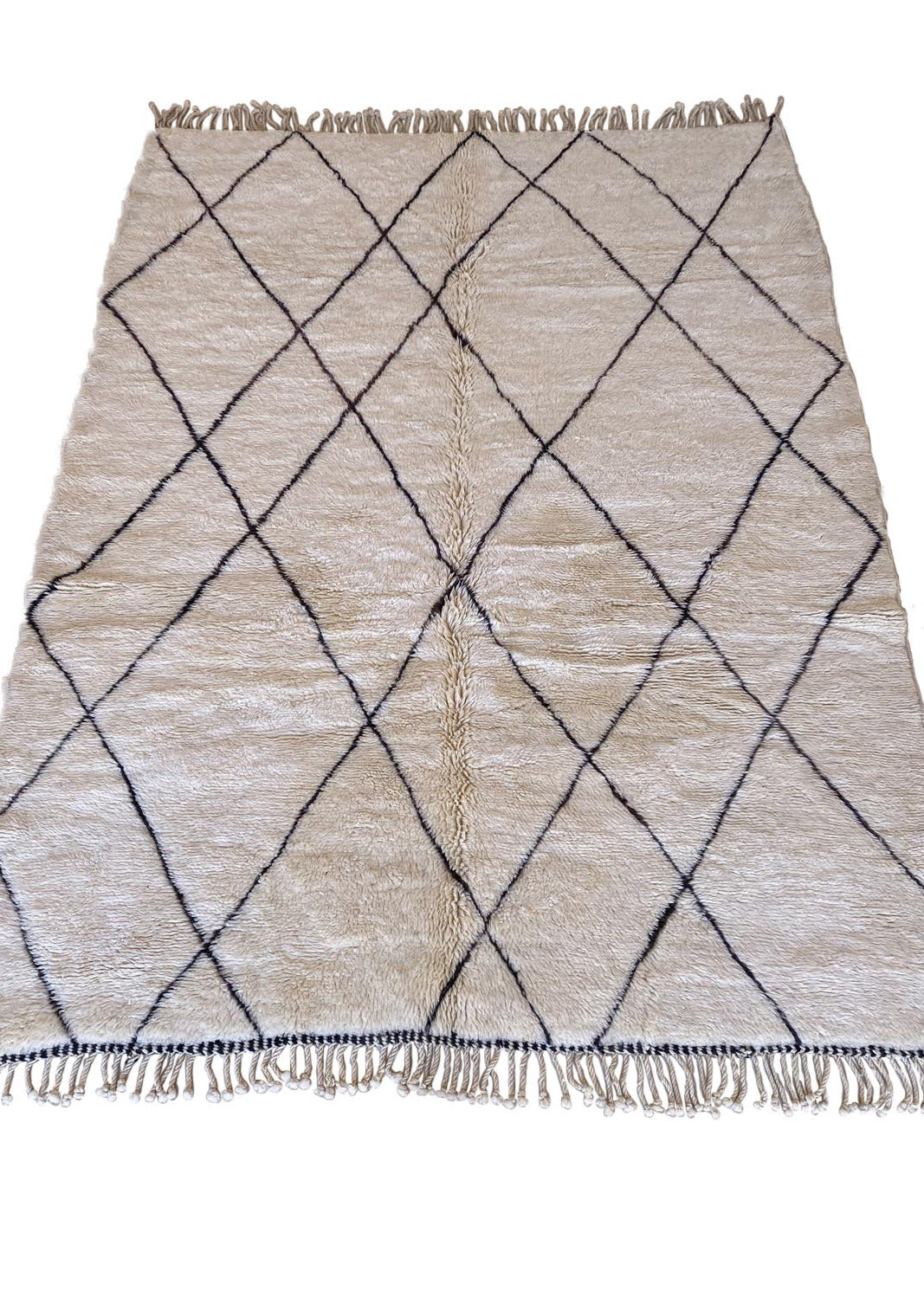 Contemporary area moroccan rug - cream - Mrirt - 7.4x9.8feet / 226x298cm