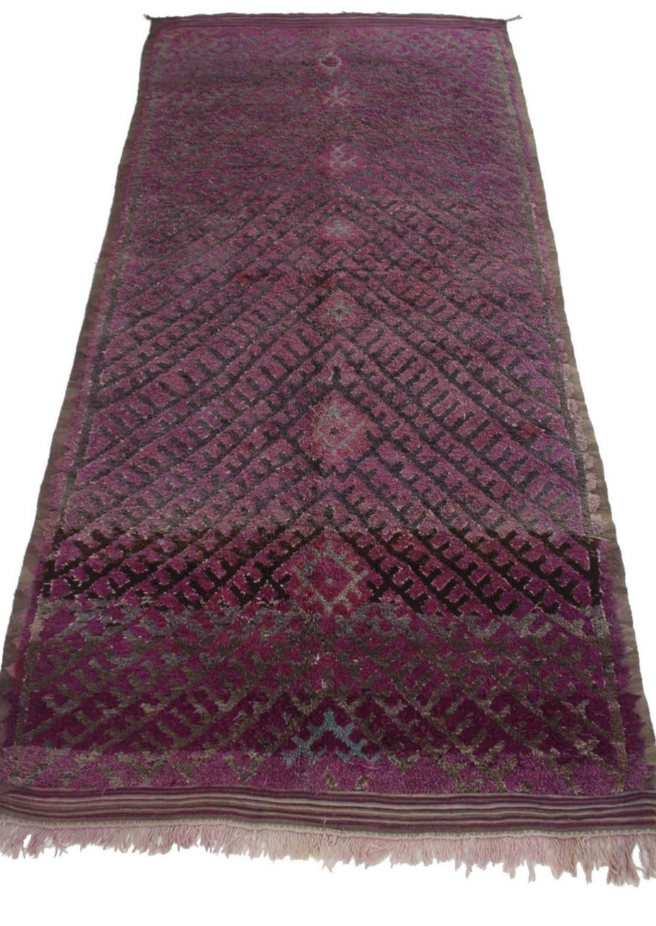 Vintage area moroccan rug - purple - Talsint - 6.5x14.5feet / 200x442cm