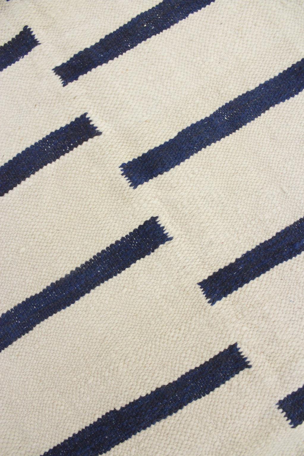 New area moroccan rug - cream, blue - Kilim Zanafi - 6.5x10.6feet / 200x323cm
