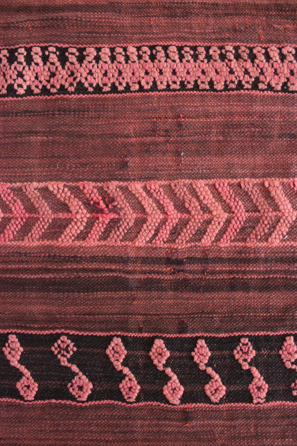 Vintage area moroccan rug - brown, pink - Kilim - 5.4x8.5feet / 165x260cm